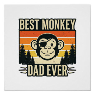 Poster Meilleur Papa Singe Vintage T-shirt de père singe_