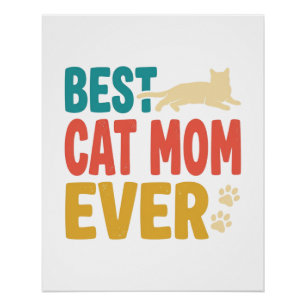 Poster Meilleure Maman de Chat Vintage Design de passionn