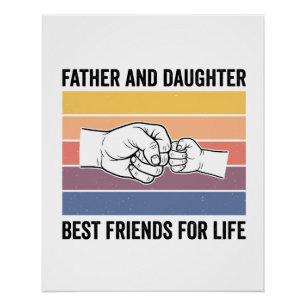 Poster Meilleurs amis pour la vie père fille vintage Desi