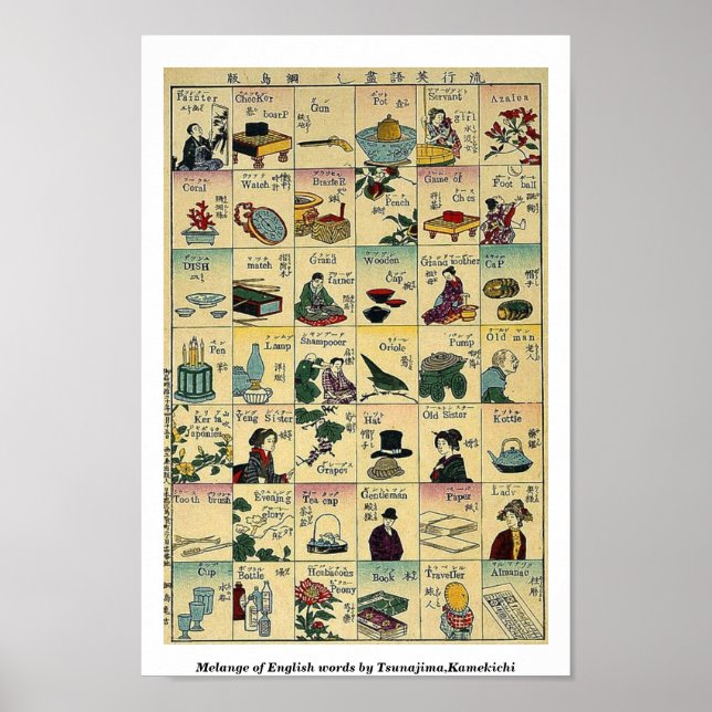Poster Mélange de mots anglais par Tsunajima, Kamekichi (Devant)