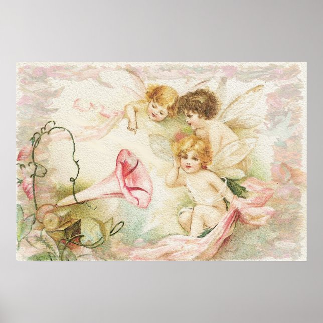 Poster Mélodie - Anges, Fleurs, Musique (Devant)