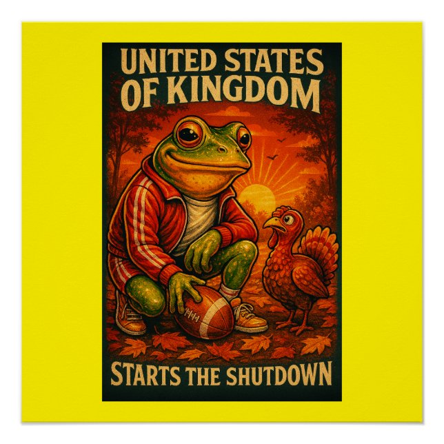 Poster Mème de grenouille drôle satire – Royaume-Uni des  (Devant)
