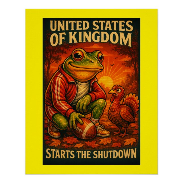 Poster Mème de grenouille drôle satire – Royaume-Uni des  (Devant)