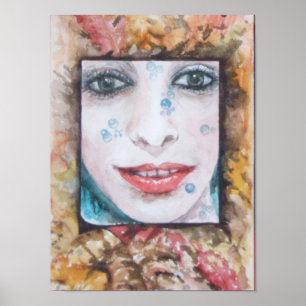 POSTER MÉMOIRE DE L'AUTOMNE/ FEUILLES ET GOUTTES D'EAU