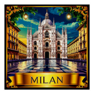 Poster 🧲 Mémorabilia de voyage à Milan Italie