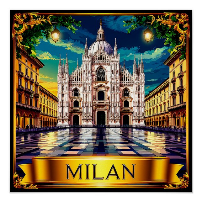 Poster 🧲 Mémorabilia de voyage à Milan Italie (Devant)
