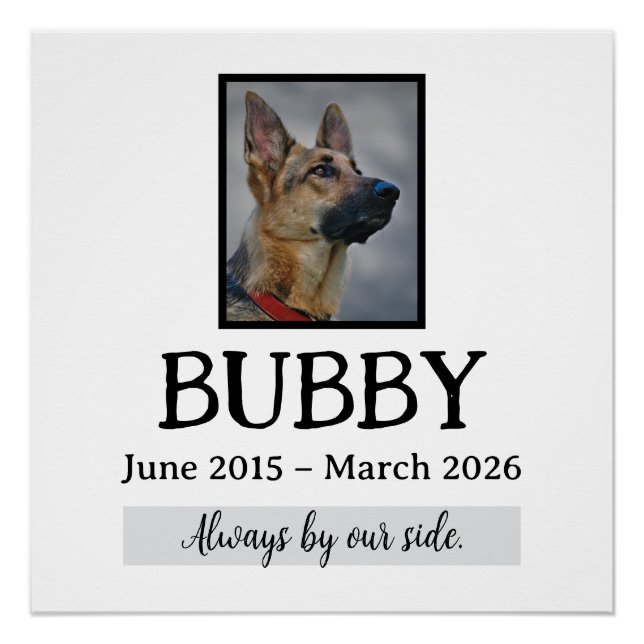 Poster Mémorial Funéraire Perte d'Animaux de Compagnie Da (Devant)
