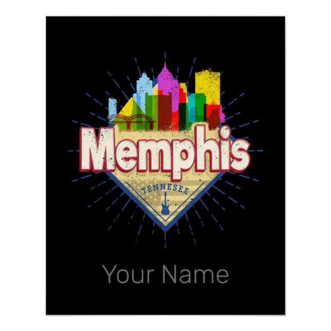 Poster Memphis Tennessee United States Retro Skyline (Devant)