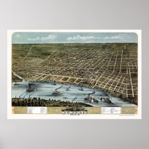 Poster Memphis, TN Panoramic Map - 1870