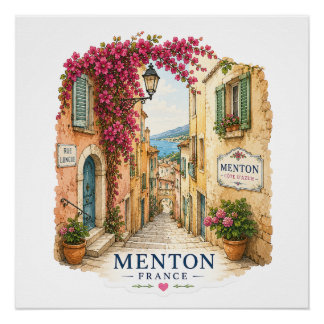 Poster Menton French Riviera - Old Town Alley
