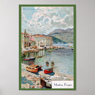 Poster Menton, Vintage voyage des années 1920, Côte d'Azu