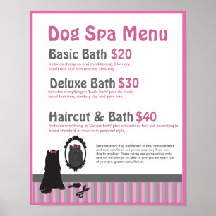 Poster Menu de Spa de Toilettage pour Chiens - Personnali