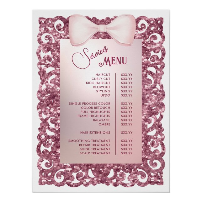 Poster Menu des services de la boîte rose du cadre de Par (Devant)