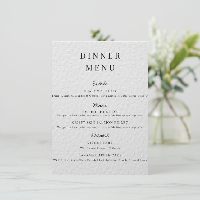 Poster menu minimaliste Mariage Mariage simple (Debout devant)