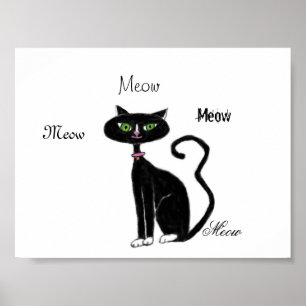Poster Meow Kitty rétro