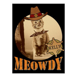 Poster Meowdy Texan Cat Cowboy Sheriff Personnalisé