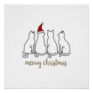 Poster Meowy Catmas Chat Noël Mignon Chatons Chats Père N