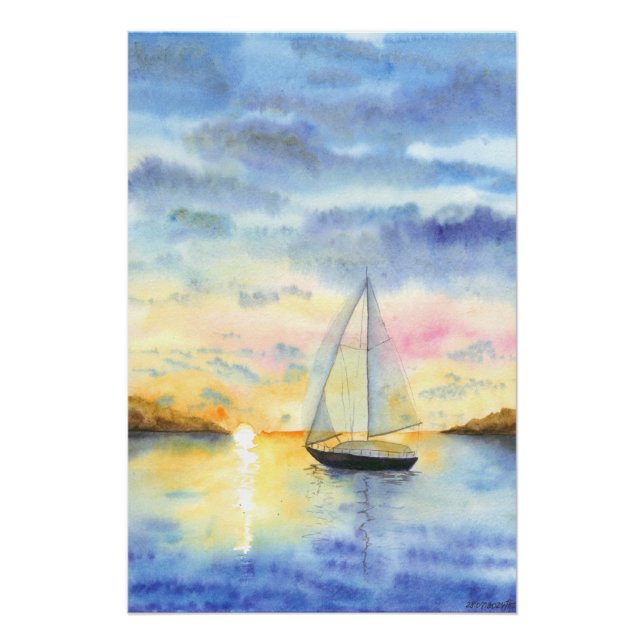 Poster Mer au coucher du soleil (Devant)