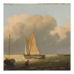 Poster Mer au large de la côte, avec Spritsail Barge Post