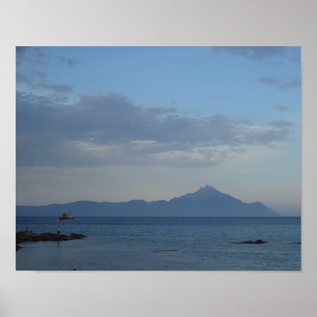 Poster Mer Bleue et Ciel en Grèce (Devant)