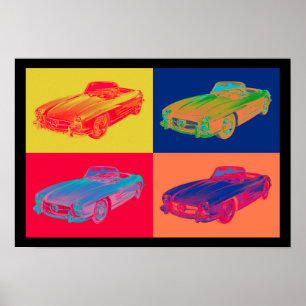 Poster Mercedes Benz 300 SL Convertible Pop Art