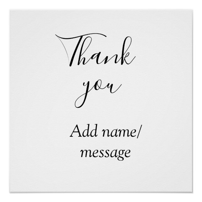 Poster Merci ajoutez un nom message simple calligraphie é (Devant)