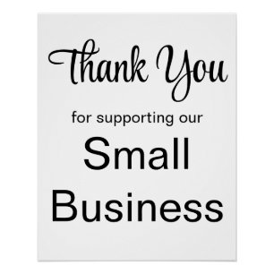 Poster Merci de Soutenir Notre Petite Entreprise Blanche