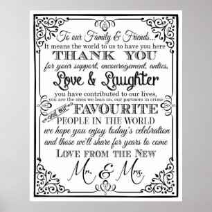 Poster Merci panneau mariage noir & blanc tchalkboard uk