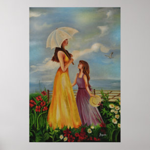 Poster Mère et fille dehors dans une belle journée!