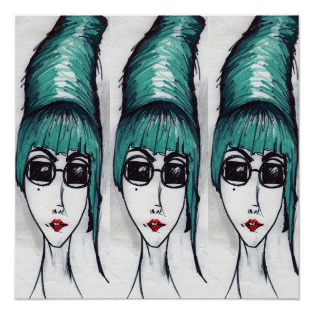 Poster Mère Monster Turquoise Beehik Lunettes de soleil P (Devant)