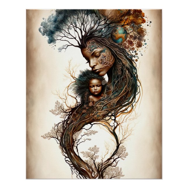 Poster Mère Terre et enfant (Devant)