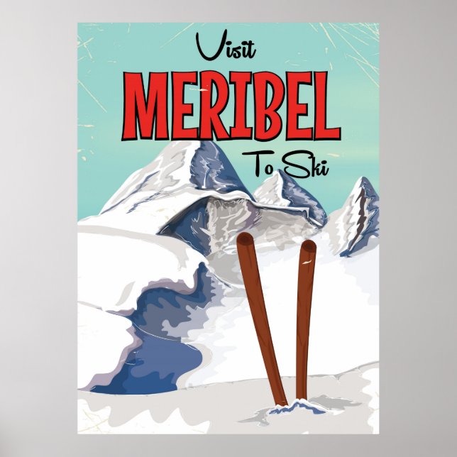 Poster Meribel pour skier (Devant)