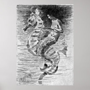 Poster Mermaid Et Seahorse