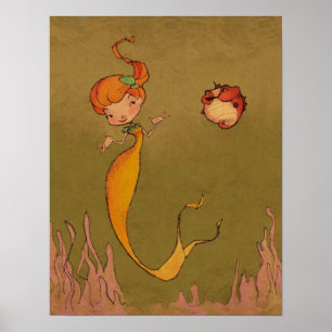 Poster Mermaid et Seahorse