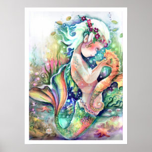 Poster "Mermaid Love her Seahorse"