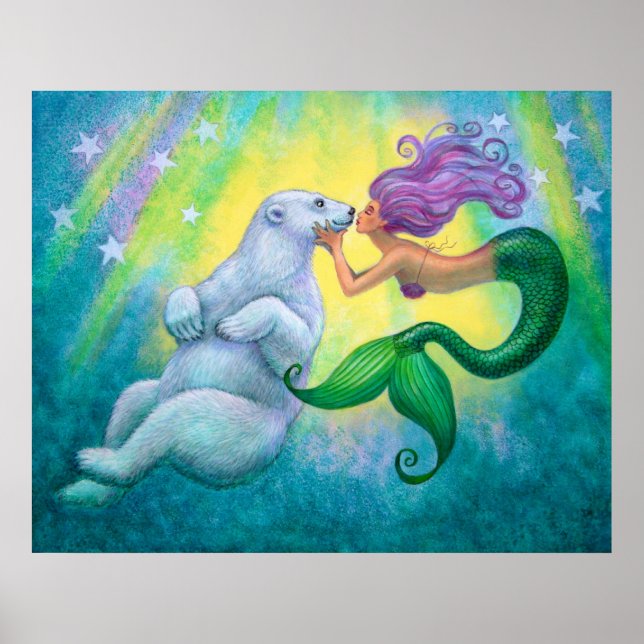 Poster "Mermaid's Polar Bear Kiss" (Devant)