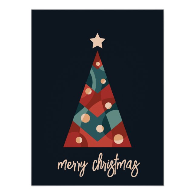 Poster Merry Christmas holiday seasonal art xmas tree  (Devant)