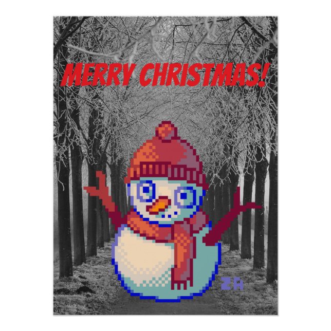 Poster Merry Christmas, Noël, pixel art, Pixel Art (Devant)