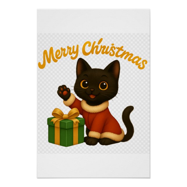 Poster Merry Christmas with Emi the Black Cat (Devant)