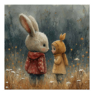 Poster Merveille Moustaches : Un Lapin Plein de Fantaisie