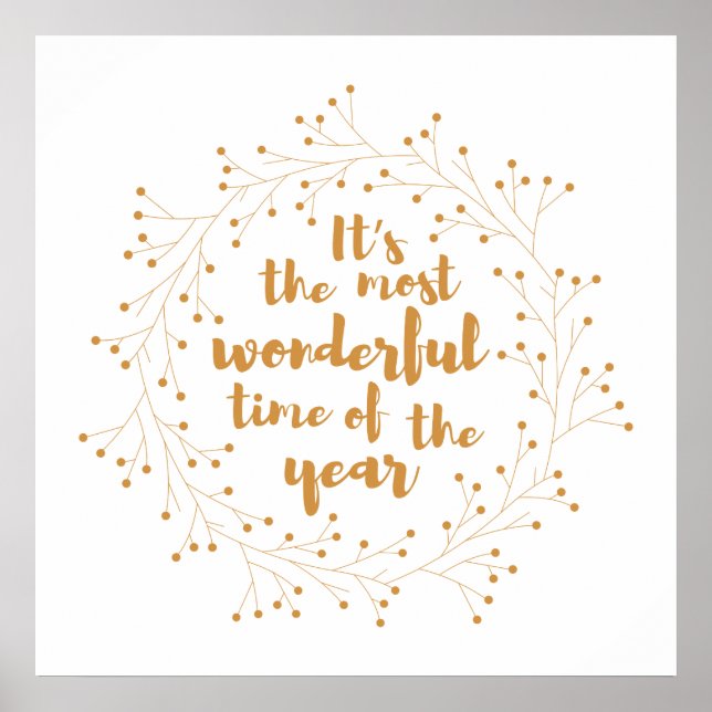 Poster Merveilleuse couronne de Noël - or (Devant)