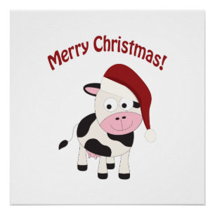 Poster Merveilleuse vache de Noël