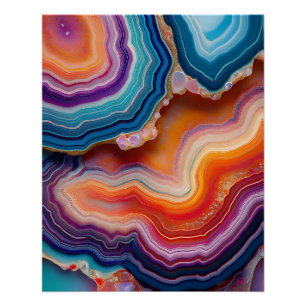 Poster Mesmerizing Geode Art - Strata de couleurs vibrant