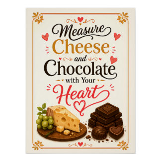 Poster Mesurez le fromage et le chocolat avec votre cœur
