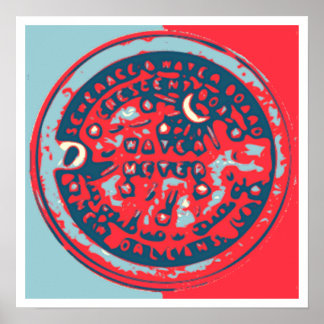 Poster Mètre à eau NOLa rouge et bleu