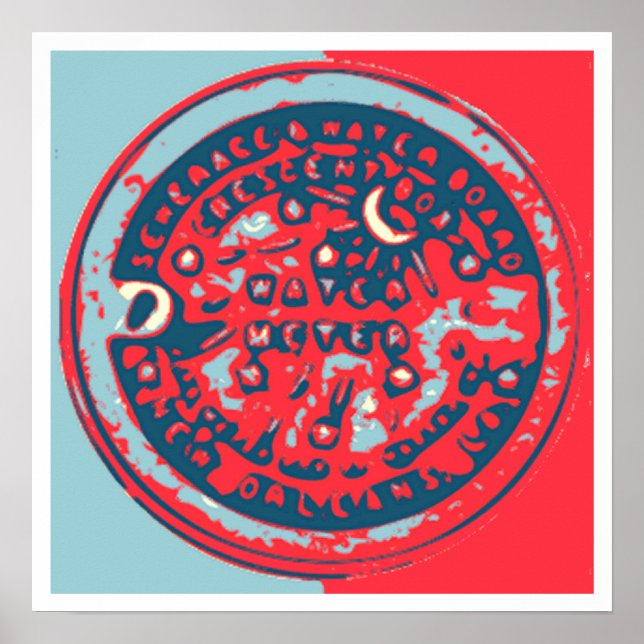Poster Mètre à eau NOLa rouge et bleu (Devant)