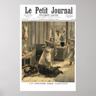 Poster Meurtre à la Boucherie - 1892 tirage de journaux f