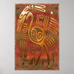 Poster Mexicano Gold Chrome Tribal Art