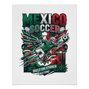 Poster Mexico Football Squelette Attaquant Nations Premiu