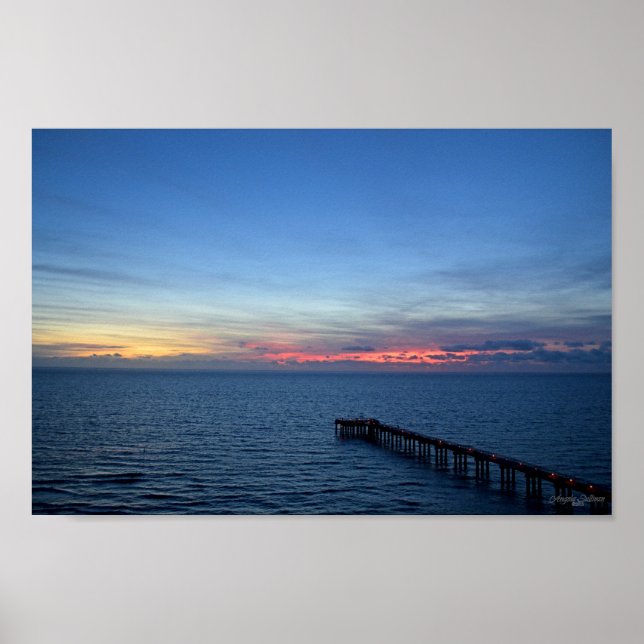 Poster Miami Beach Ocean Sunrise Blue Ocean Paysage (Devant)